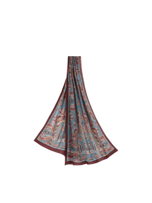 Sciarpa in misto cashmere stampa floreale sullo sfondo azzurro ETRO | WATA0009AKB11X0884